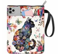 CRASPIRE Copertina per Libro con Fiori e Gatti in Tessuto Lavabile Motivo Floreale con Farfalle e Gatti Stampata con Tasca Extra per Libri di Testo Natale Compagni di Classe Donne Lettrici