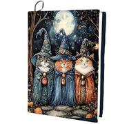 CRASPIRE Copertina per Libro con Gatti Elastica per Quaderni da 15.7 x 9.8 Pollice Avvolge Fino A Grandi Dimensioni in Tessuto Rettangolare con Design di Gatti Stregati Protezione Elastica