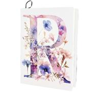 CRASPIRE Copertina per Libro Elasticizzata con Lettera R Alfabeto Fiori Floreale Lavabile Riutilizzabile Grande in Nylon Protezione per Libri Elastica per Quaderni per Libri con Copertina Rigida