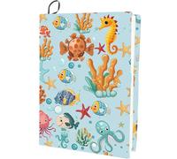 CRASPIRE Copertina per Libro Estensibile con Polipo Cavallucci Marini Animali Marini Oceano Lavabile Riutilizzabile Grande Panno di Nylon Protezione per Libri in Poliestere Avvolgimenti Elastici