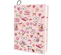 CRASPIRE Copertina per Libro in Tessuto Rosa Elastica per Quaderni da 15.7 x 9.8 Pollice Avvolge Fino A 9 x 11 Pollici Elastico in Tessuto con Fiocco per Occhiali Custodia Protettiva Riutilizzabile