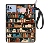 CRASPIRE Copertine per Libri A Forma di Gatto per Scaffali per Libri per Libri Tascabili in Tessuto Lavabile con Cerniera e Tasca Extra per Gli Amanti dei Libri Regali per I Compagni di Classe