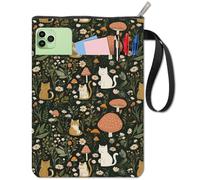 CRASPIRE Copertine per Libri A Forma di Gatto Protezione per Libri A Forma di Fungo Custodia per Libri Verdi per Libri Tascabili Copertina per Libri in Tessuto Lavabile con Cerniera e Tasca Extra