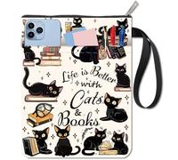 CRASPIRE Copertine per Libri Black Cat Modelli di Libri Custodie per Libri Protezioni per Libri Tascabili Copertina per Libri in Tessuto Lavabile con Cerniera e Tasca Extra per Gli Amanti dei Libri