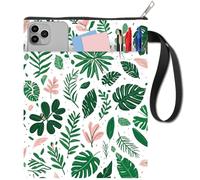 CRASPIRE Copertine per Libri con Foglie Tropicali Custodia Protettiva per Libri in Tessuto Lavabile con Cerniera e Tasca Extra per Amanti dei Libri Regalo per Compagni di Classe