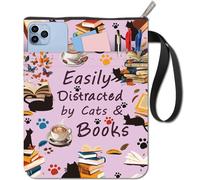 CRASPIRE Copertine per Libri con Gatti Custodia per Libri con Parole Protezione per Libri Rosa per Libri Tascabili Copertina per Libri in Tessuto Lavabile con Cerniera e Tasca Extra per Gli Amanti