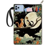 CRASPIRE Copertine per Libri con Gatti Moon Tree Book Protector Animal Flower Book Sleeve per Libri Tascabili Copertina in Tessuto Lavabile con Cerniera e Tasca Extra per Amanti dei Libri Regali