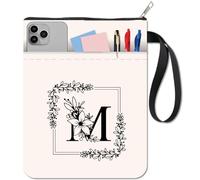 CRASPIRE Copertine per Libri con Lettera M Protezione per Libri Bianchi Custodia per Libri con Fiori per Libri Tascabili Copertina per Libri in Tessuto Lavabile con Cerniera e Tasca Extra