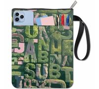 CRASPIRE Copertine per Libri con Lettere Custodia per Libri con Texture Erba Verde Protezione per Libri Tascabili Copertina in Tessuto Lavabile con Cerniera e Tasca Extra per Amanti dei Libri Regali