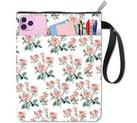 CRASPIRE Copertine per Libri con Rose Custodia per Libri con Fiori per Libri Tascabili Copertina In Tessuto Lavabile con Cerniera e Tasca Extra per Gli Amanti Dei Libri Regali per I Compagni di Classe