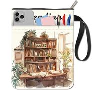 CRASPIRE Copertine per Libri da Scrivania Custodia per Libri con Parole Protezione per Libri Tascabili Copertina per Libri in Tessuto Lavabile con Cerniera e Tasca Extra per Gli Amanti dei Libri