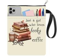 CRASPIRE Copertine per Libri Lavabili Coffee Books Sleeve con Cerniera Custodia in Tessuto A Doppio Lato Custodia Protettiva per Libri Tascabili con Tasca per Manico 11.02 x 8.66 Pollici Custodie