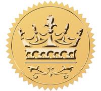 CRASPIRE Corona Adesivi in Lamina d'oro in Rilievo Vintage 2" Buste Autoadesive Sigilli Etichette Rotonde per Premi Inviti di Nozze Laurea Certificati Aziendali Diplomi Confezioni Regalo Decor