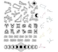 CRASPIRE Costellazione Timbri Trasparenti Fasi Lunari Riutilizzabili Sfondo Timbro Postale Trasparente Sigilli in Silicone per Timbri per Journaling Card Making Decor Fai da Te Scrapbooking Forniture