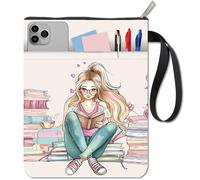 CRASPIRE Custodia a libro con chiusura lampo e tasca aggiuntiva rettangolare lavabile tessuto floreale libri libri libri di lettura protezione tasca con cerniera per libri rilegati taccuini