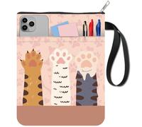 CRASPIRE Custodia per Libri con Artiglio di Gatto con Cerniera 11 x 8.7 Pollici Protezione per Libri Tascabili in Tessuto Lavabile Tasca Extra Tasca per Regali per Compagni di Classe Libri Bifacciali