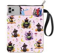 CRASPIRE Custodia per Libri con Gatto Nero Copertine per Libri di Halloween Protezione per Libri con Stelle per Libri in Brossura Copertina per Libri in Tessuto Lavabile con Cerniera e Tasca Extra