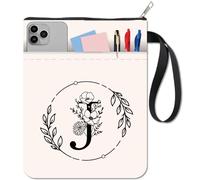 Craspire Custodia per Libri con Lettera J - Protezione Bianca con Fiori in Tessuto Lavabile, Cerniera e Tasca Extra