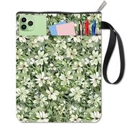 CRASPIRE Custodia per Libri con Motivo Floreale Verde e Acquerello con Cerniera e Tasca Frontale in Tessuto Lavabile con Fiori per La Protezione di Libri di Testo per Studenti Bibliotecari