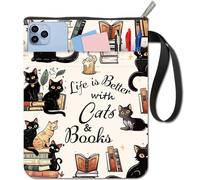 CRASPIRE Custodia per Libri con Parole A Forma di Gatto Protezione per Libri Tascabili Copertina per Libri In Tessuto Lavabile con Cerniera e Tasca Extra per Gli Amanti Dei Libri Regali per I Compagni