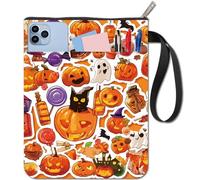 CRASPIRE Custodia per Libri con Zucca Fantasma di Halloween Copertine Protettive per Libri per Libri in Brossura Copertina per Libri in Tessuto Lavabile con Cerniera e Tasca Extra sulla Manica