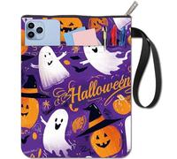 CRASPIRE Custodia per Libri Fantasma Zucca di Halloween Protettore per Libri Copertine per Libri in Brossura Copertina per Libri in Tessuto Lavabile con Cerniera e Tasca Extra sulla Manica