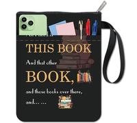 CRASPIRE Custodia per Libri Nera con Parole Copertina per Libri A Forma di Gatto per Libri Tascabili Copertina per Libri in Tessuto Lavabile con Cerniera e Tasca Extra per Gli Amanti dei Libri Regali