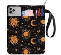 CRASPIRE Custodia per Libri Sun Moon Star con Tasca e Cerniera Custodia Protettiva per Libri Tessuto Lavabile Bifacciale Copertina Rigida Accessori per La Lettura Regali per Club Del Libro per Donne