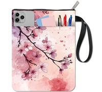 Craspire Custodia protettiva per libro con fiori di ciliegio, cerniera e impermeabile, in tela double-face, per amanti dei libri, quaderni, testi e brossura, regalo