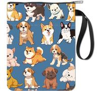 CRASPIRE Cute Dog Sfondo Custodia per Libro con Cerniera Amanti dei Libri Regali Copertina Rigida Tasca per Libri Impermeabile Borsa Protettiva Tasca Frontale Custodia Cover per Donne Amici Lettori