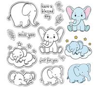 CRASPIRE Elefante Chiari Timbri Fiori Parole Stelle Animali Timbri Riutilizzabili Trasparenti in Silicone per Journaling, Creazione di Carte, Decorazione, Scrapbooking, Accessori per Cornici di Film