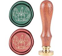 CRASPIRE Elfo di Natale Timbro Sigillo di Cera Nana X'Mas Eve Regalo Timbro Ceralacca Testa in Ottone Manico in Legno Rimovibile 25mm per Buste Inviti di Nozze Confezioni di Vino Natale Halloween
