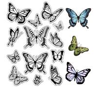 CRASPIRE Farfalla Timbri in Gomma Trasparente Insetti Animali Riutilizzabili Retro Trasparente Sigilli in Silicone per Timbri per Diario Creazione di Carte Scrapbooking Album Fotografico Decorativo