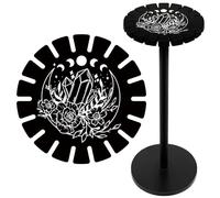 CRASPIRE Fase Lunare Fiore Pendolo Supporto in Cristallo Ruota da Divinazione Ruota da Rabdomanzia Espositore Nero Vintage Roma Roba da Strega Organizzatore in Legno Rack per Collane di Pietra