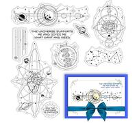 CRASPIRE Fase Lunare Timbri In Gomma Trasparenti Parole Fiore Pianeta Cuore DNA Stella Trasparente Timbro Postale Vintage Sigilli In Silicone Timbro Journaling Card Making DIY Scrapbooking Paper Craft