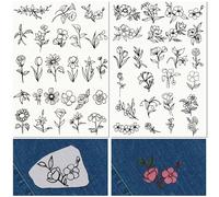 CRASPIRE Fiori Piante Stabilizzatori per Ricamo Solubili in Acqua Cucito A Mano Trasferimenti con Bastoncini e Punti Carta Lavabile Via Modelli Autoadesivi Prestampati per Borse Amanti del Cucito