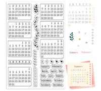 CRASPIRE Fogli di Timbri Trasparenti per Calendario Riutilizzabili Trasparenti in Gomma per Pianificare Settimana Mese Data Numero Gennaio e Dicembre in Silicone per Fai da Te Scrapbooking Creazione