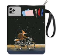 CRASPIRE Fox Book Covers Black Book Protector Cycle Custodia per Libri Tascabili Copertina per Libri in Tessuto Lavabile con Cerniera e Tasca Extra per Amanti dei Libri Regali per Compagni di Classe