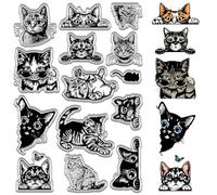 CRASPIRE Gatti Carini Timbri in Gomma Trasparente Timbri in Gomma Riutilizzabili Gattino Cartone Animato Animale Timbro in Silicone Trasparente Sigilli Vintage per La Creazione di Carte di Journaling