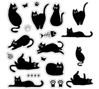 CRASPIRE Gatto Nero Timbri Trasparenti in Gomma Lisca di Pesce Simpatico Gattino Stampa della Zampa Riutilizzabili Sigilli per Timbri in Silicone Trasparenti Vintage per Diario Creazione di Carte