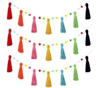 CRASPIRE Ghirlanda di Nappe in Filato Boho Arcobaleno Nappe da Appendere alla Parete Colorate Striscioni retrò per Feste Festoni Palloni in Feltro di Lana Ghirlande di Nappe per Feste Festival