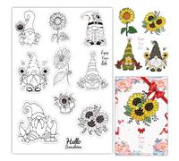 CRASPIRE Gnomi Timbri In Gomma Trasparenti Girasole Sentimenti Parole Bollitore per Fiori Timbro Postale Trasparente Sigilli In Silicone Timbro Fai Da Te Scrapbooking Carta Carte Artigianali Creazione