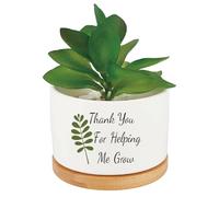 CRASPIRE Grazie per Avermi Aiutato A Coltivare Vasi per Piante Grasse Cactus Ceramica Bianca Aloe Vera Fioriera in Legno con Foro di Drenaggio per Interni Ed Esterni per Ringraziare Gli Insegnanti