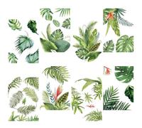 CRASPIRE Green Tropical Leaves Wall Decal 8 Fogli Natura Palma Foglia Piante Impermeabile Rimovibile Vinile Wall Art per Aula Camera Da Letto Soggiorno