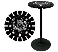 CRASPIRE Gufo Pendolo Porta Cristallo Luna Prase Divinazione Ruota da Rabdomanzia Espositore Nero Mensola Vintage Roma Strega Roba Organizzatore in Legno Rack per Collane di Pietra Stregoneria Olio