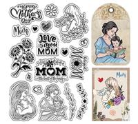 CRASPIRE Happy Mother's Day Timbri in Gomma Trasparenti Love Mom Flowers Vintage Riutilizzabili Trasparenti Timbri in Silicone per La Realizzazione di Cartoline Journaling Scrapbooking Album