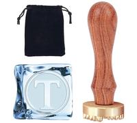 CRASPIRE Iniziali T Timbro per Ghiaccio Lettera Timbro per Cubetti di Ghiaccio 1.2" con Testa In Ottone Rimovibile Sostituzione Manico In Legno Timbro per Marchio di Ghiaccio per Cocktail Party Whisky