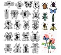 CRASPIRE Insetti Timbri in Gomma Trasparenti Animali Farfalle Libellule Sigilli per Timbri in Silicone Trasparenti Vintage per La Realizzazione di Cartoline Decorazione di Sfondo Album Fotografico
