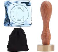CRASPIRE Lettera C Timbro per Ghiaccio Timbri per Cubetti di Ghiaccio 1.2" con Manico in Legno Vintage Testa Rimovibile in Ottone Lettera Iniziale Timbro per Marchio su Ghiaccio Sigilli per Cocktail