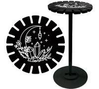 CRASPIRE Luna Porta Pendolo in Legno Foglia di Cristallo Ruota da Divinazione Ruota da Rabdomanzia Espositore Nero Scaffale Vintage Roma Strega Roba Organizer Rack con Borchia per La Casa Tavolo
